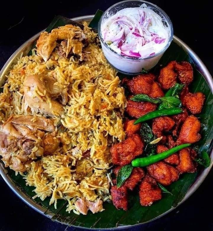 Chicken-65 (or) Chicken Fry, Chicken Biryani, Rice, Rasam, Dessert, Buttermilk