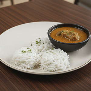 Idiyappam with Mutton Curry