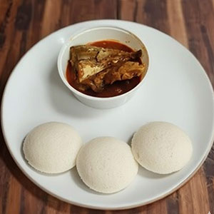 Idli with Fish Curry