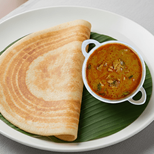 Plain Dosa with Nattu Kozhi Kozhambu