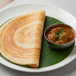 Plain Dosa with Chicken Curry
