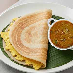 Egg Dosa with Nattu Kozhi Kozhambu